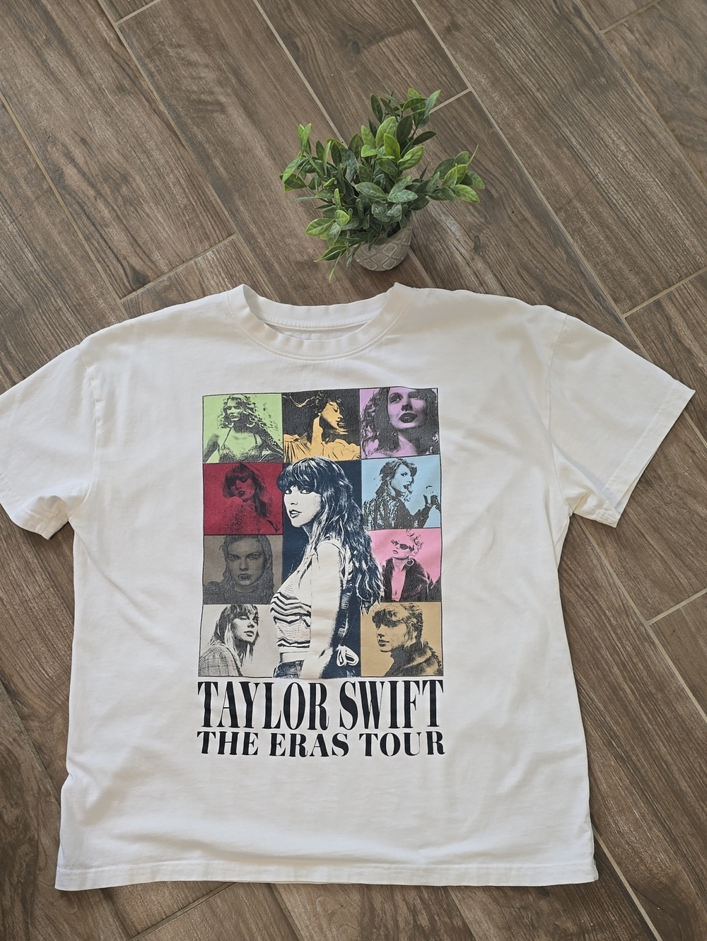 Taylor Swift Official Original White Tee with Multicolor Photo-Block Print